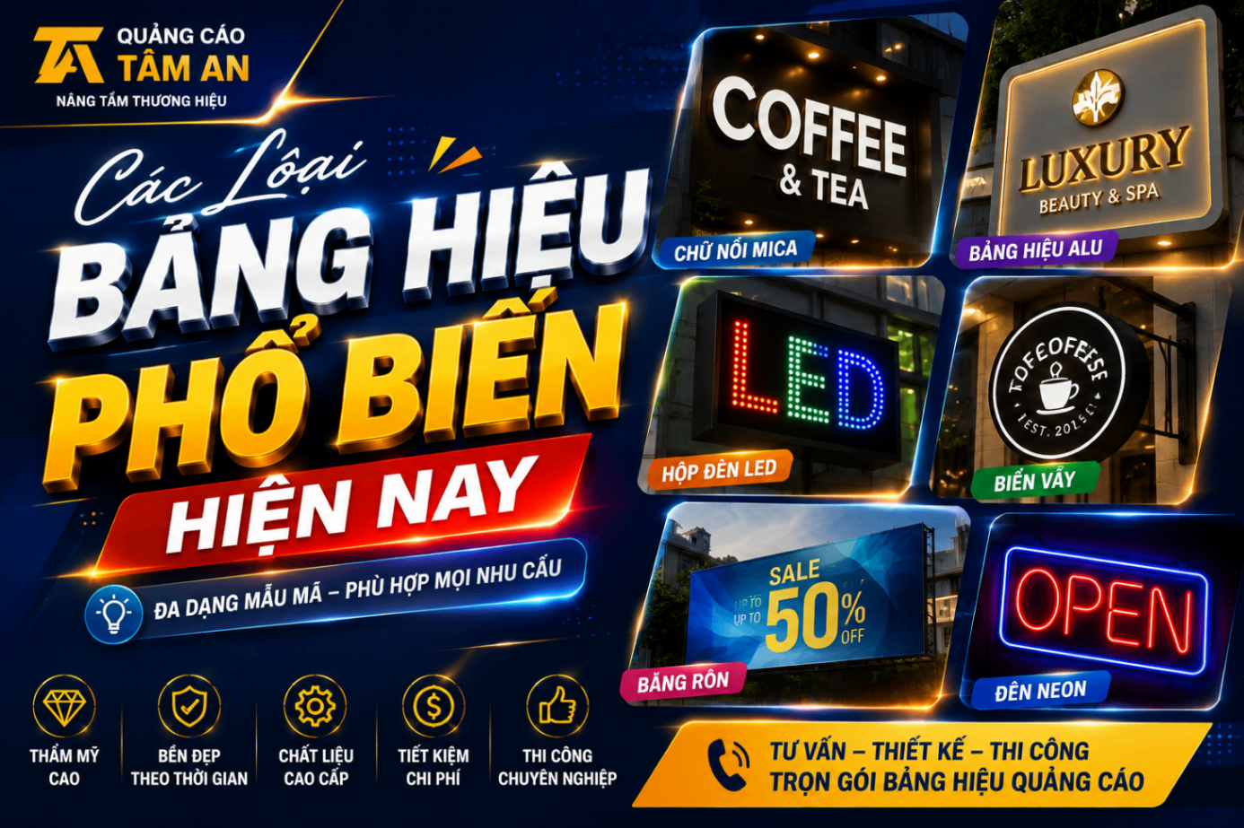 Các Loại Bảng Hiệu Phổ Biến Hiện Nay 
