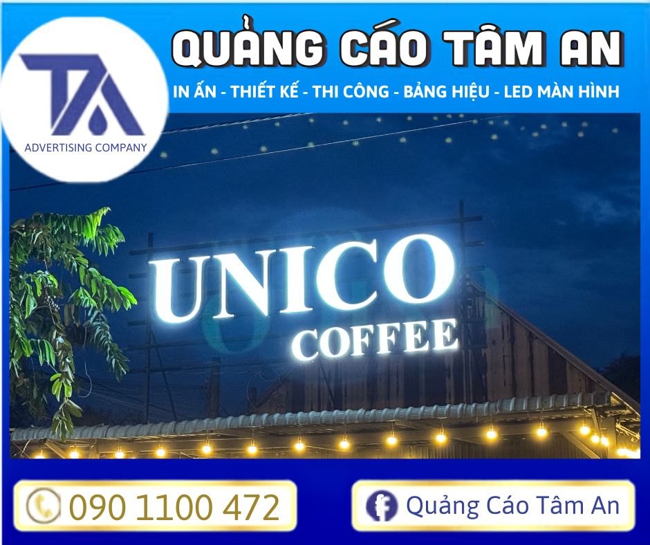 Bảng hiệu quảng cáo chữ nổi MICA kết hợp đèn LED