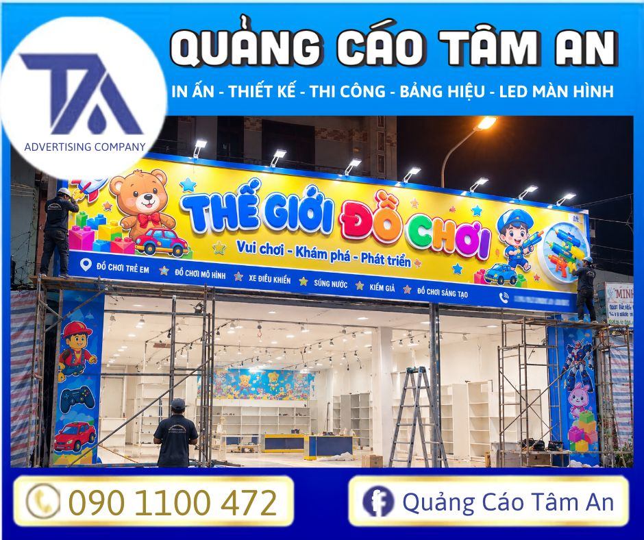 Lựa chọn đơn vị thiết kế - thi công bảng hiệu quảng cáo shop đồ chơi đúng luật