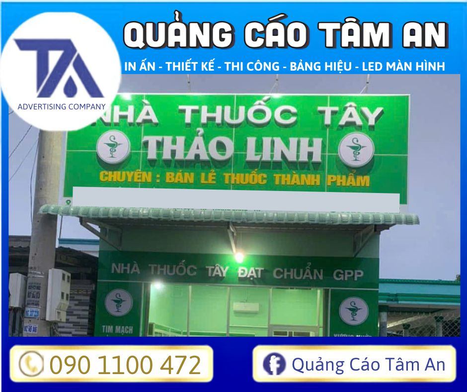 Tham khảo bảng hiệu nhà thuốc Thảo Linh bằng vật liệu Alu chuẩn GPP