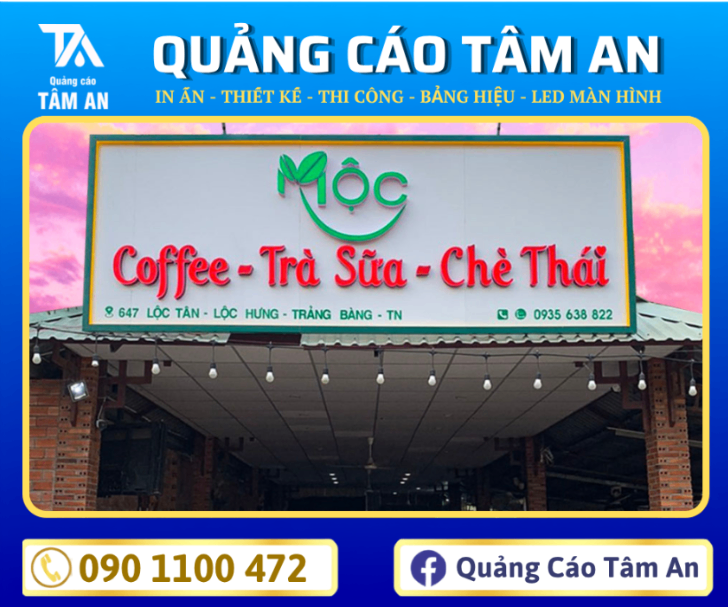 Mẫu bảng hiệu cafe hiện đại 