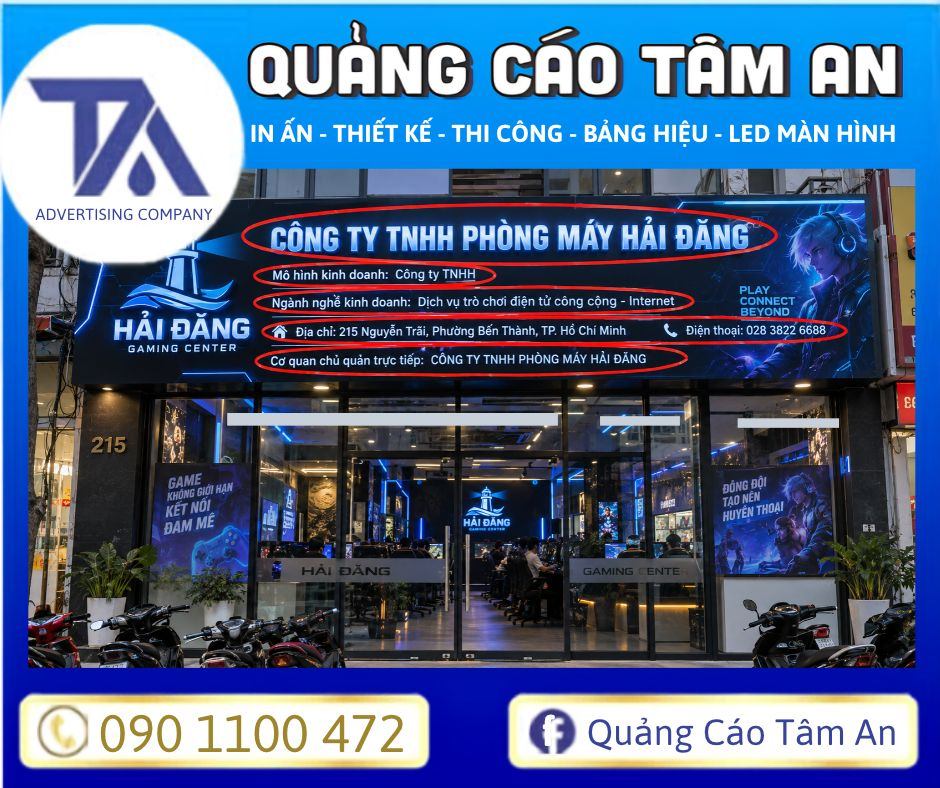 Bảng hiệu thể hiện được tên cơ sở kinh doanh, địa chỉ, số điện thoại liên hệ…