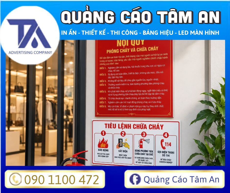 Bắt buộc treo Nội quy PCCC và Tiêu lệnh chữa cháy ở vị trí phù hợp trong cửa hàng