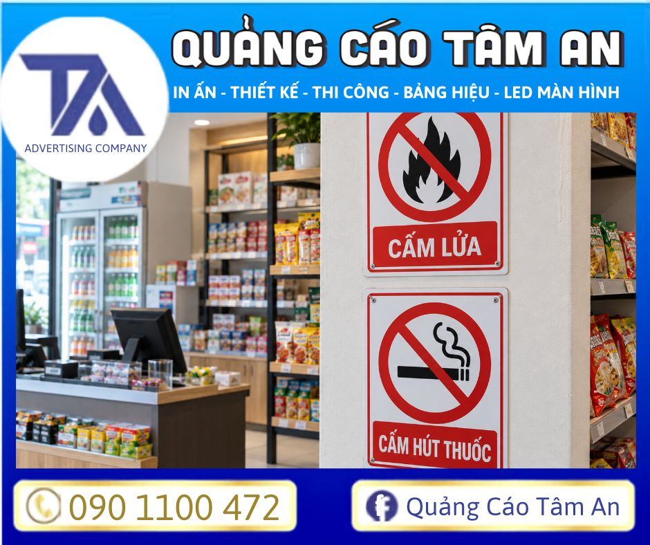 Treo Biển Cấm lửa và Cấm hút thuốc tại quầy hàng