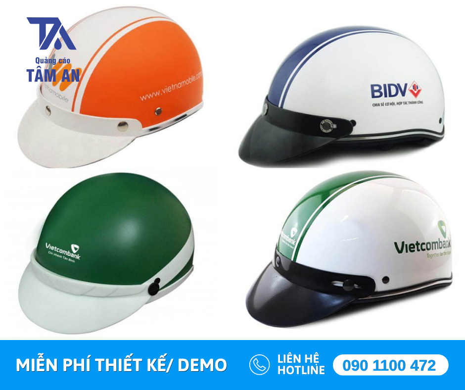 Nón bảo hiểm in logo làm quà tặng doanh nghiệp.