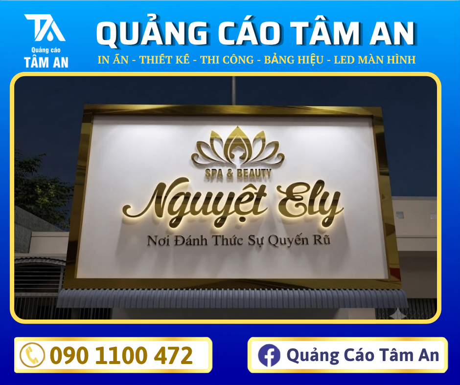 Chữ inox vàng gương cho spa và thẩm mỹ viện