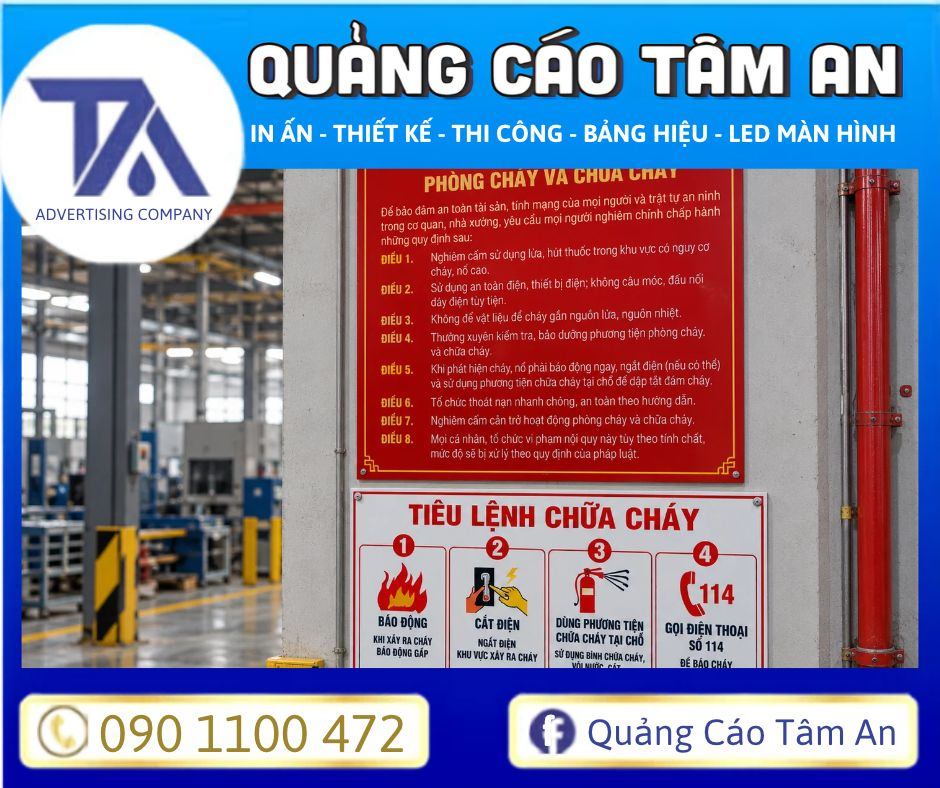 Treo Nội quy PCCC và Tiêu lệnh chữa cháy là bắt buộc trong nhà máy