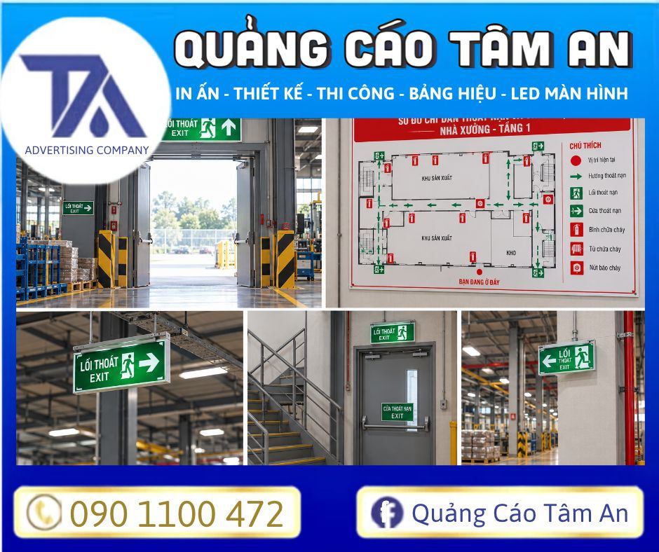 Treo Biển EXIT và Sơ đồ PCCC trong nhà máy để đảm bảo an toàn