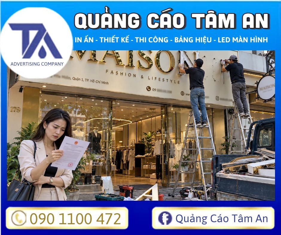 Tên bảng hiệu sai tên đăng ký có bị phạt không