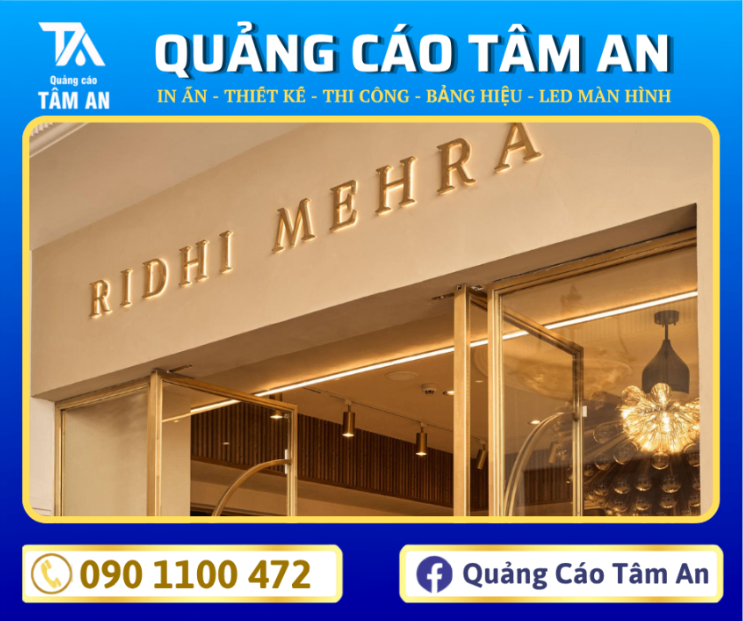 Bảng hiệu shop thời trang chữ Inox vàng