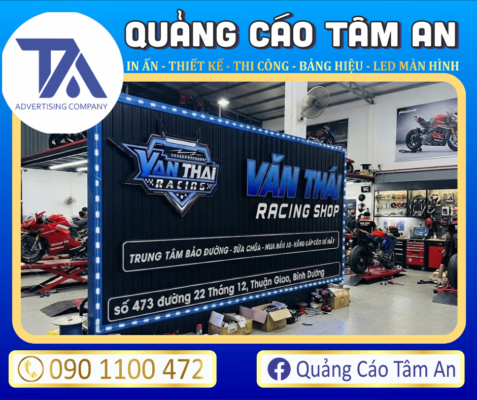 Bảng hiệu tôn sóng kết hợp chữ nổi hiện đại.