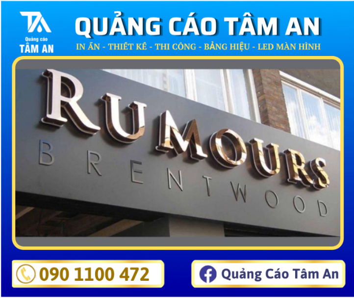 Bảng hiệu showroom chữ nổi inox