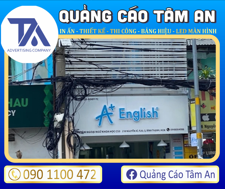 Bảng hiệu nền Alu chữ nổi Mica