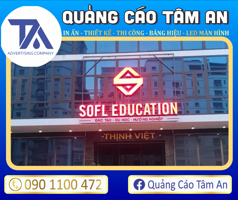 Chữ nổi kèm LED cho trung tâm ngoại ngữ