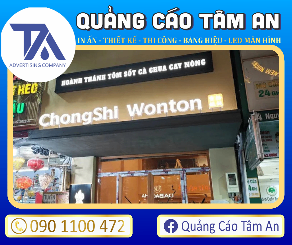 Chữ nổi Mica kèm LED phù hợp quán ăn