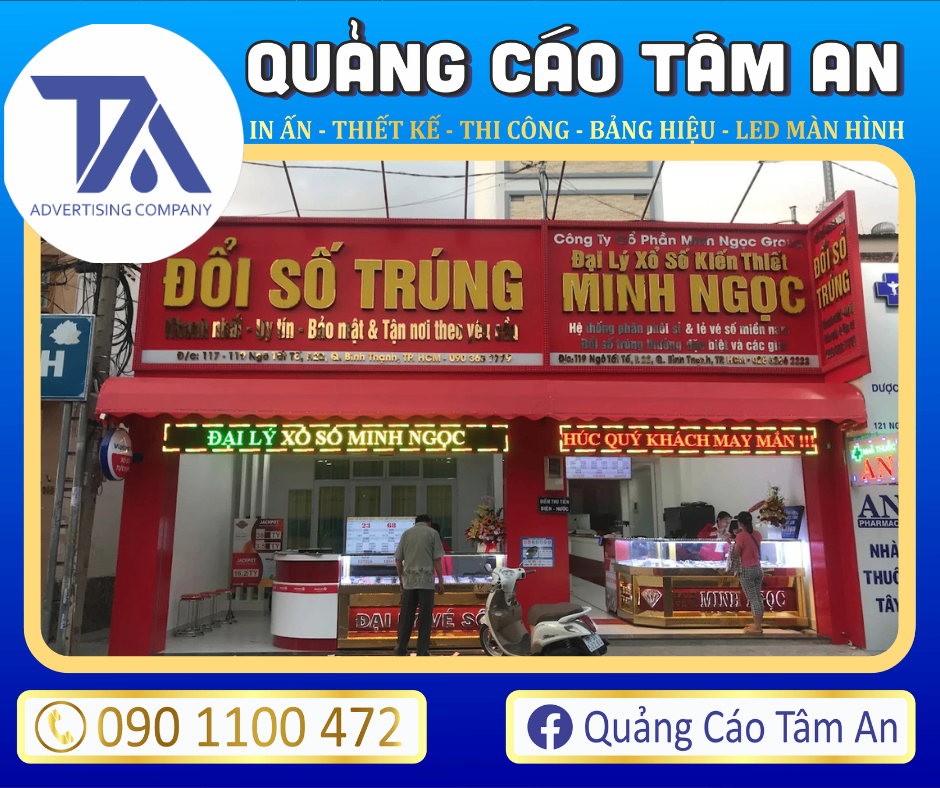 Bảng hiệu đại lý vé số nền Alu chữ nổi Mica